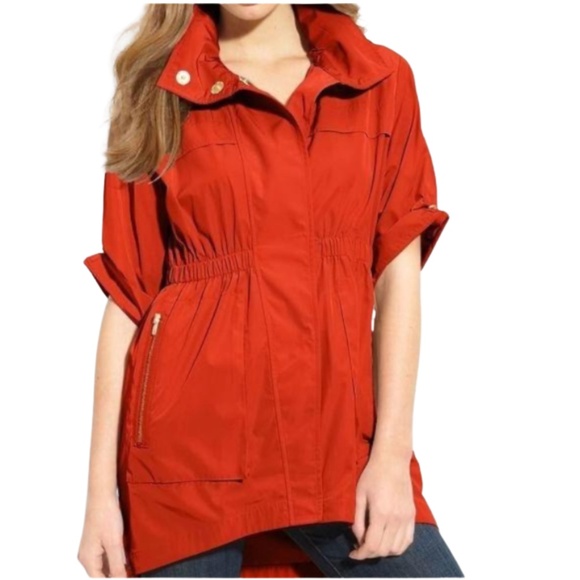 Ali Ro Utility Lightweight Statement Jacket Red Belted Coat Sz 10 City Girl - Picture 2 of 12